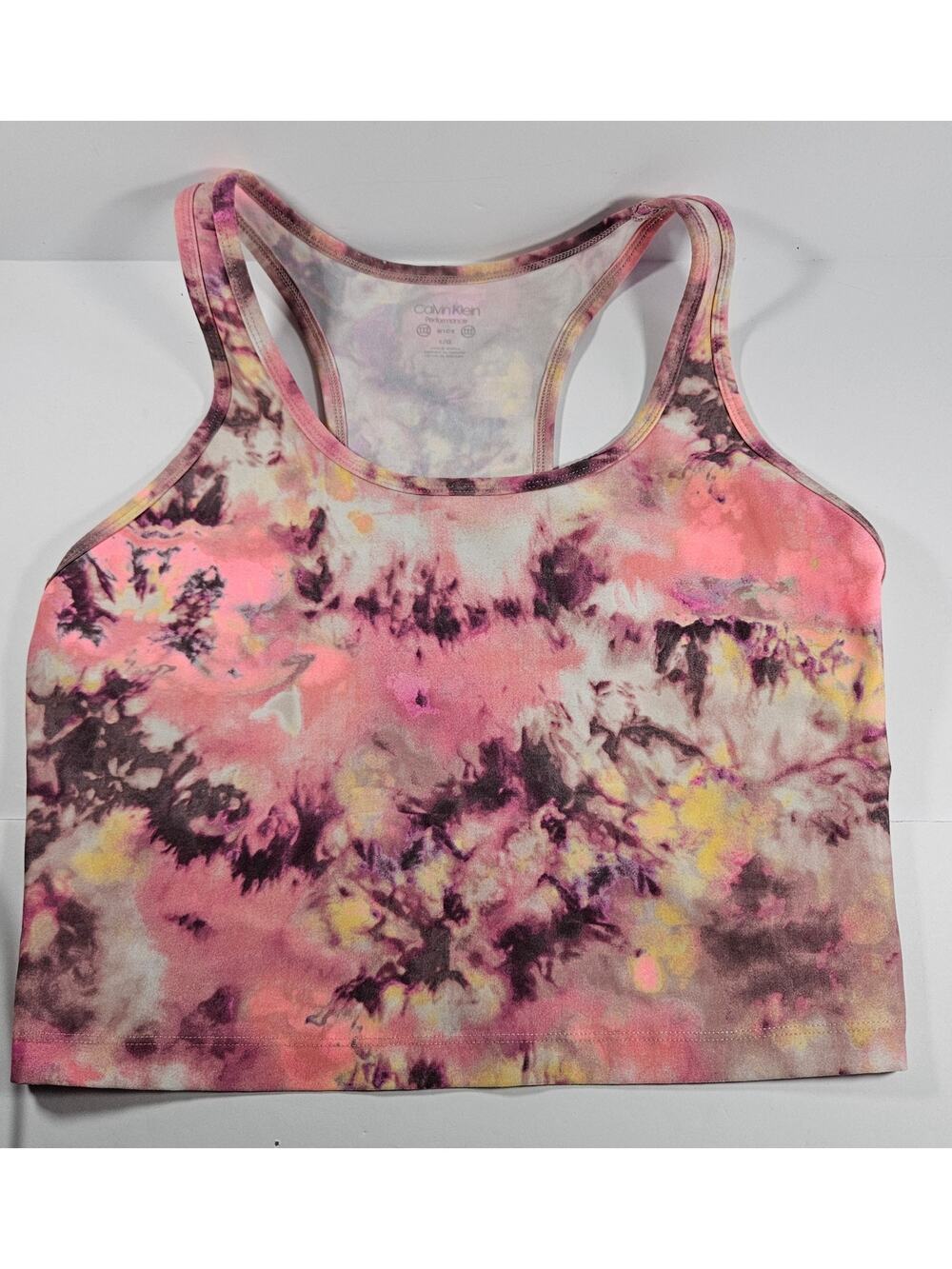 Calvin Klein Performance Tie Dye Racerback Crop Tank Top Large